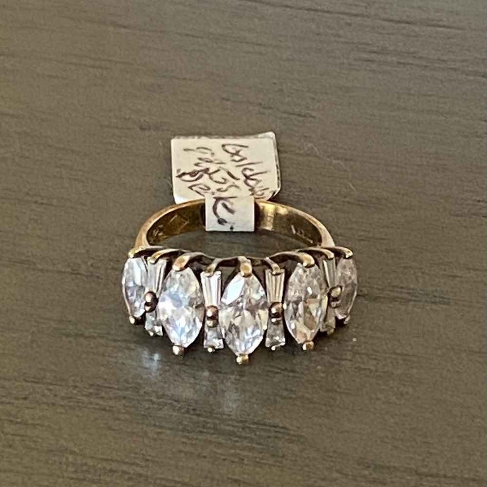 Gold overlay 925 silver Cubic Zirconia Ring Sz 5 3/4
